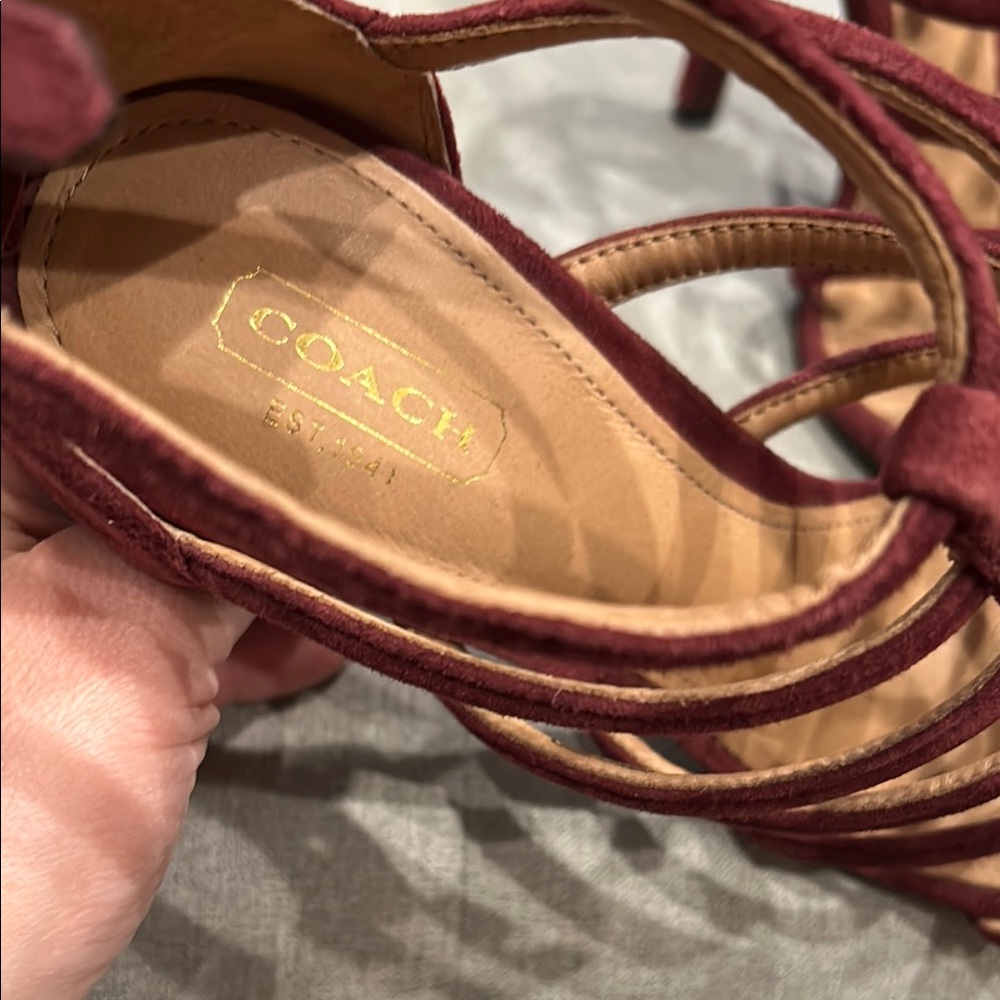 Coach Lavania, Maroon Strappy Stiletto Heels - Picture 3 of 5